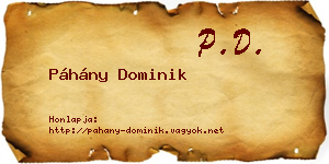 Páhány Dominik névjegykártya