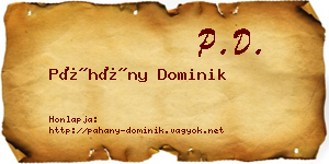 Páhány Dominik névjegykártya